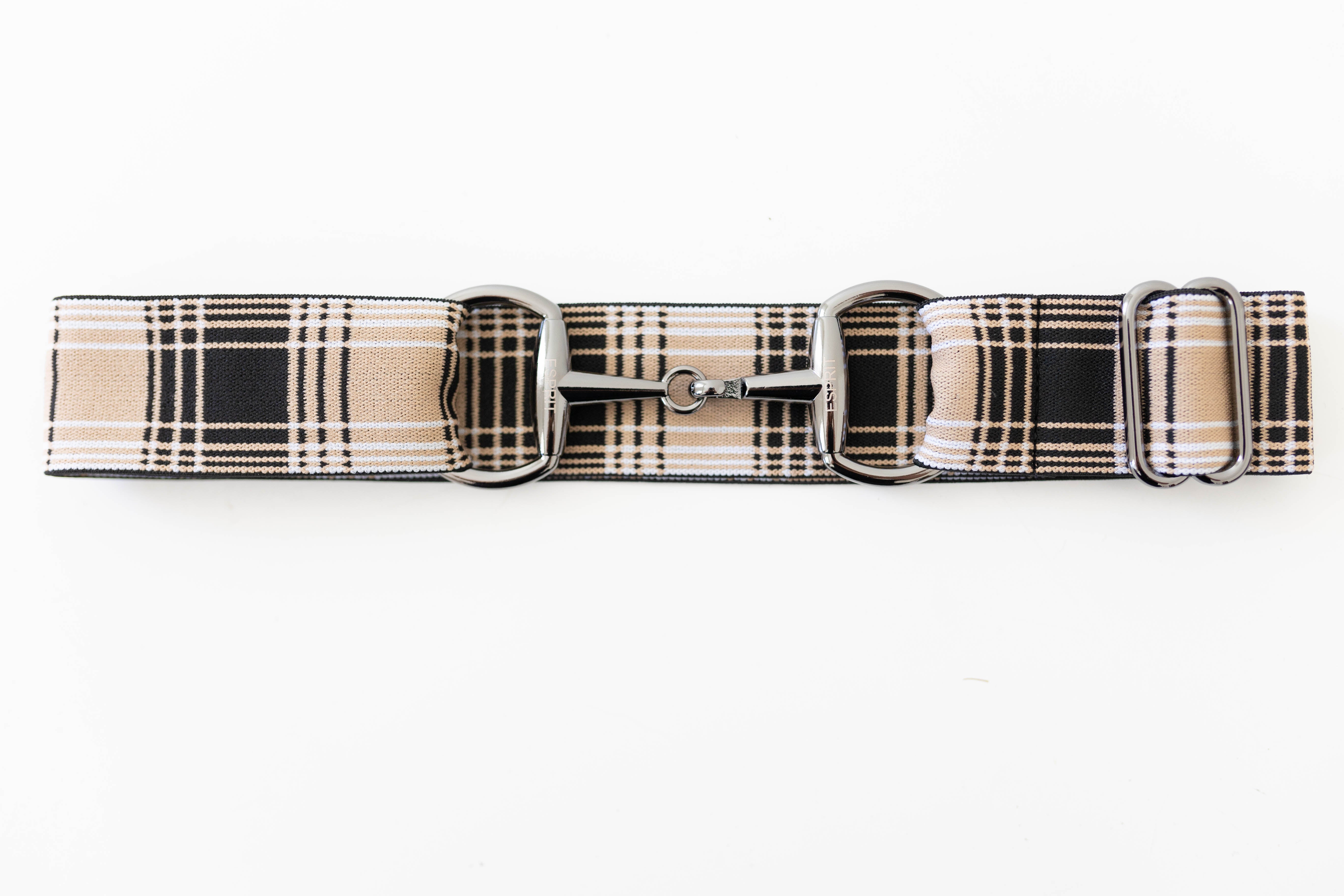 Snaffle Belt - Tan/Black Plaid