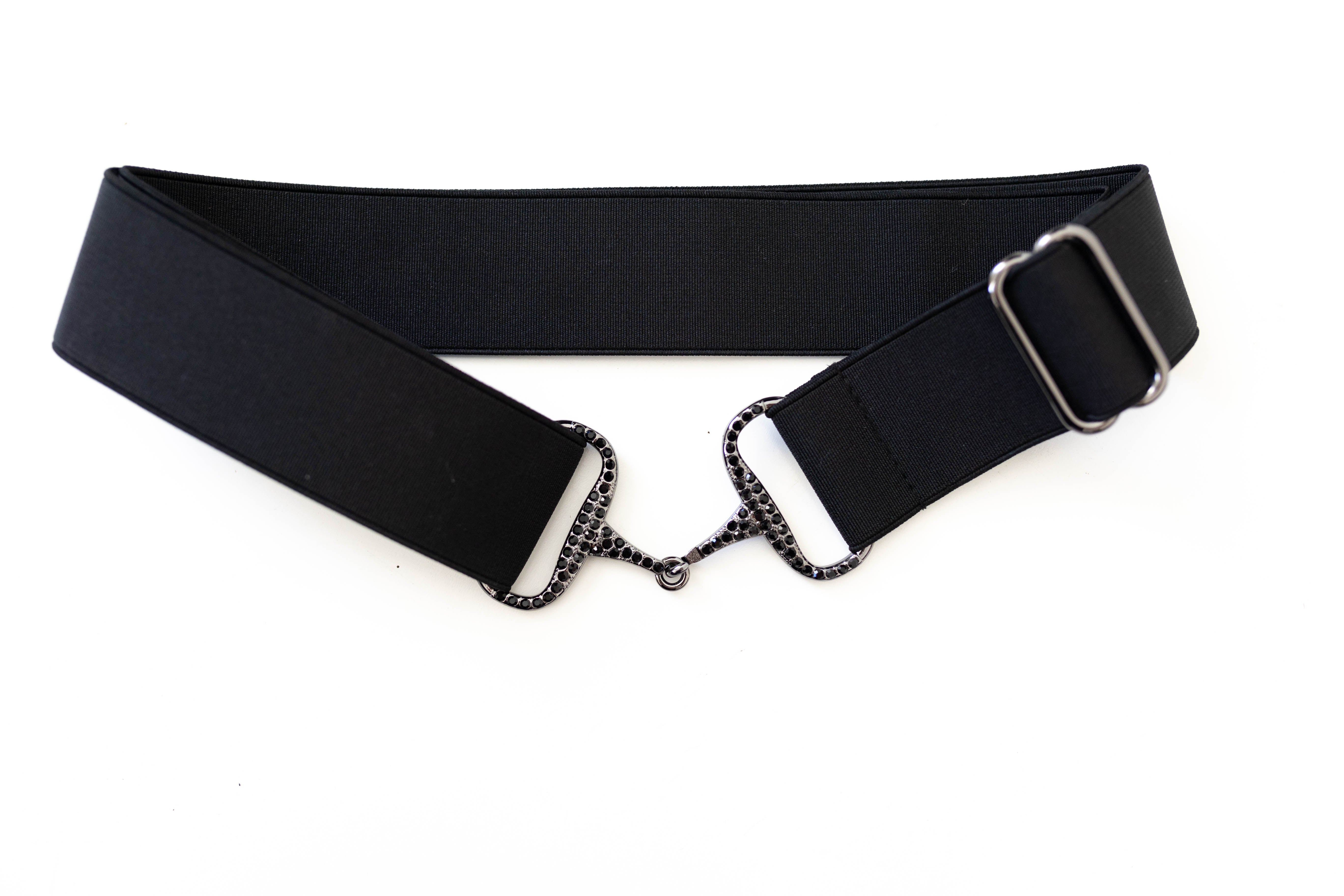 Snaffle Belt - Black Rhinestone