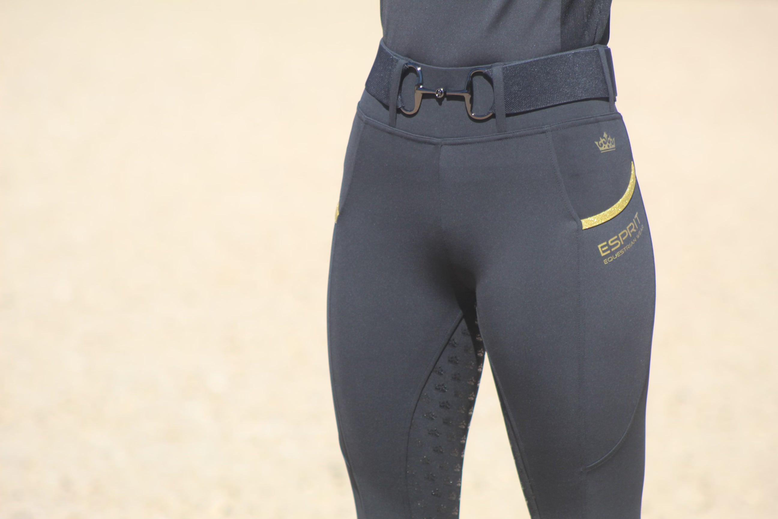 Riding Tight - Black with Gold Sparkle