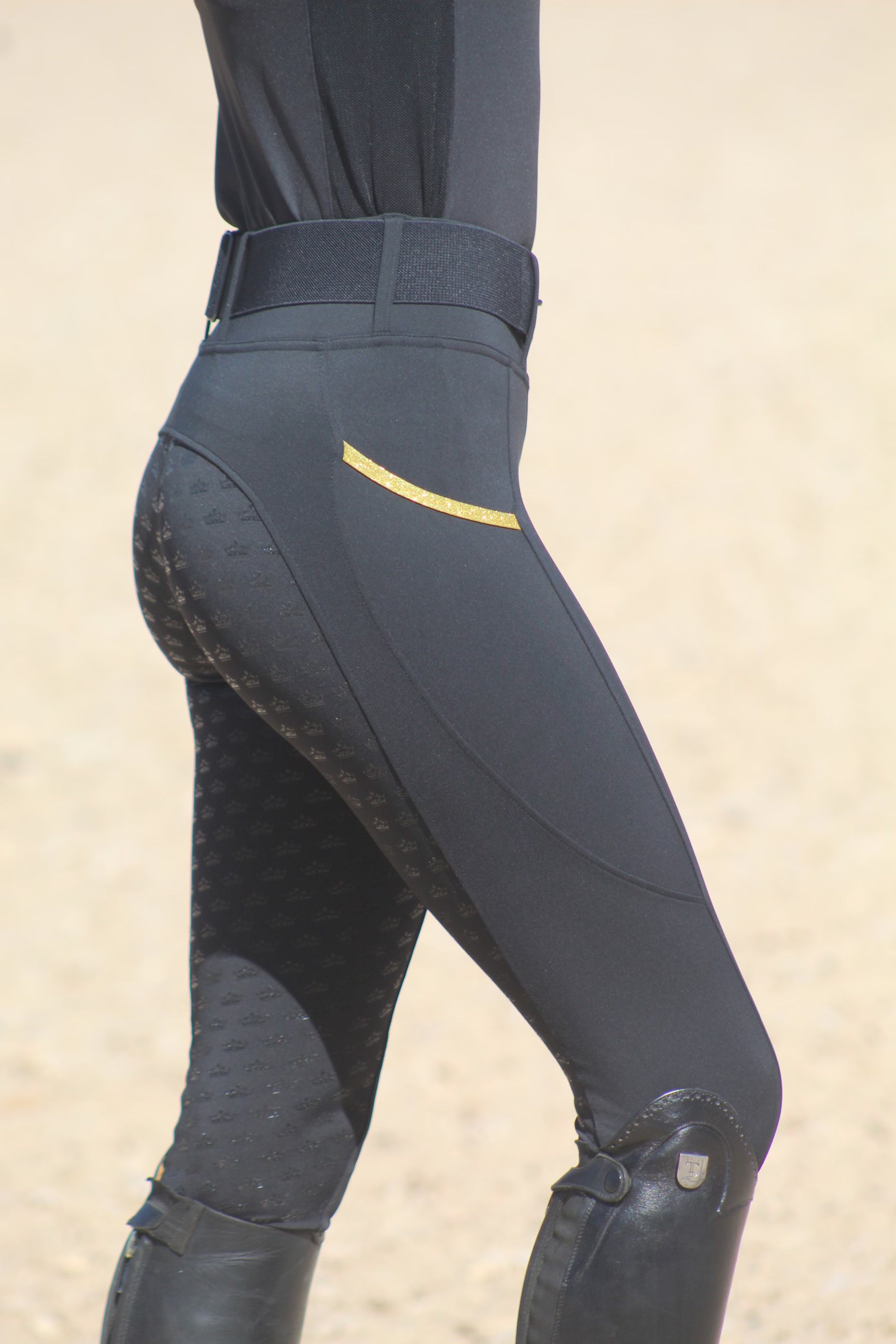 Riding Tight - Black with Gold Sparkle
