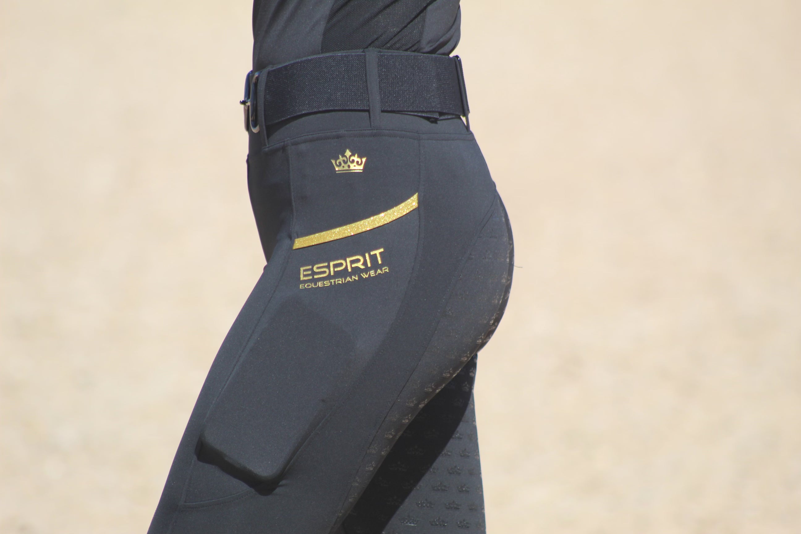Riding Tight - Black with Gold Sparkle