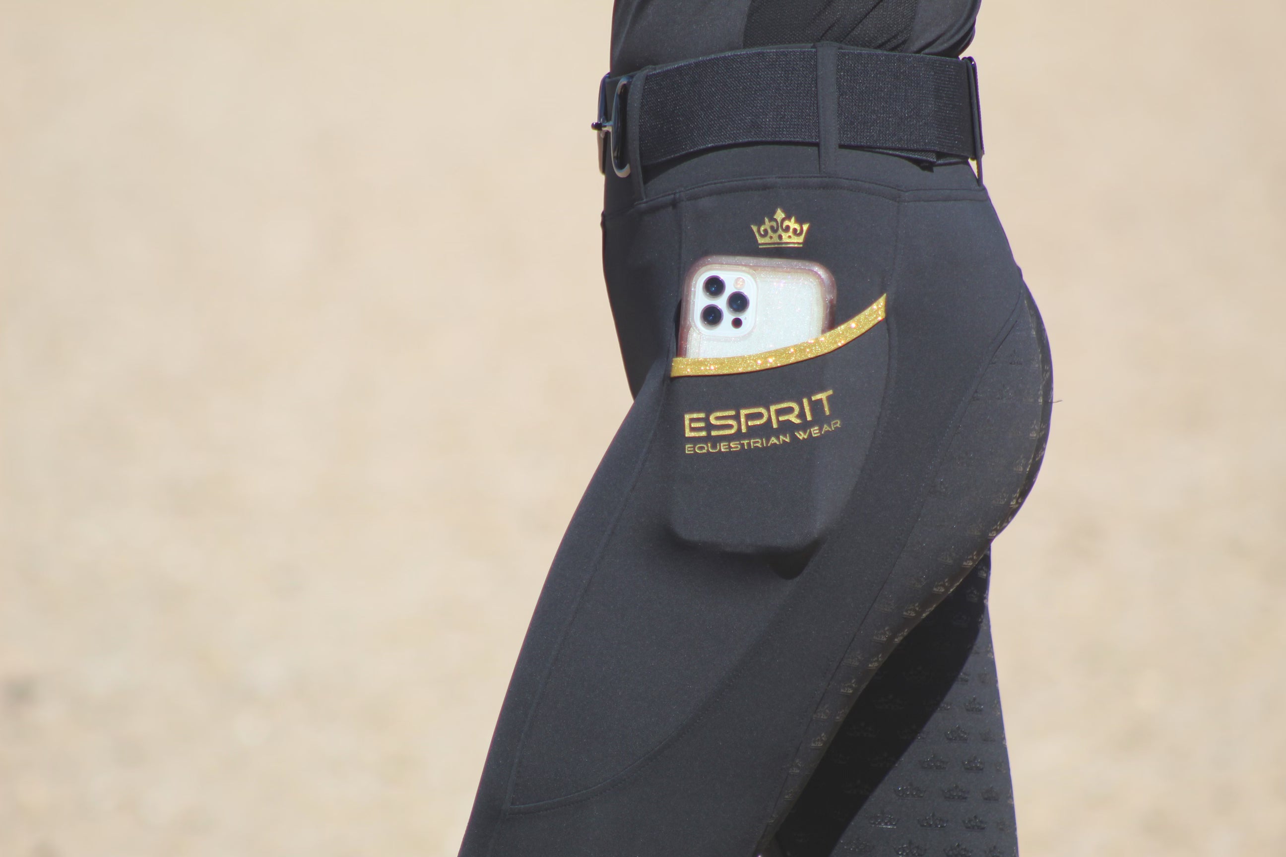 Riding Tight - Black with Gold Sparkle