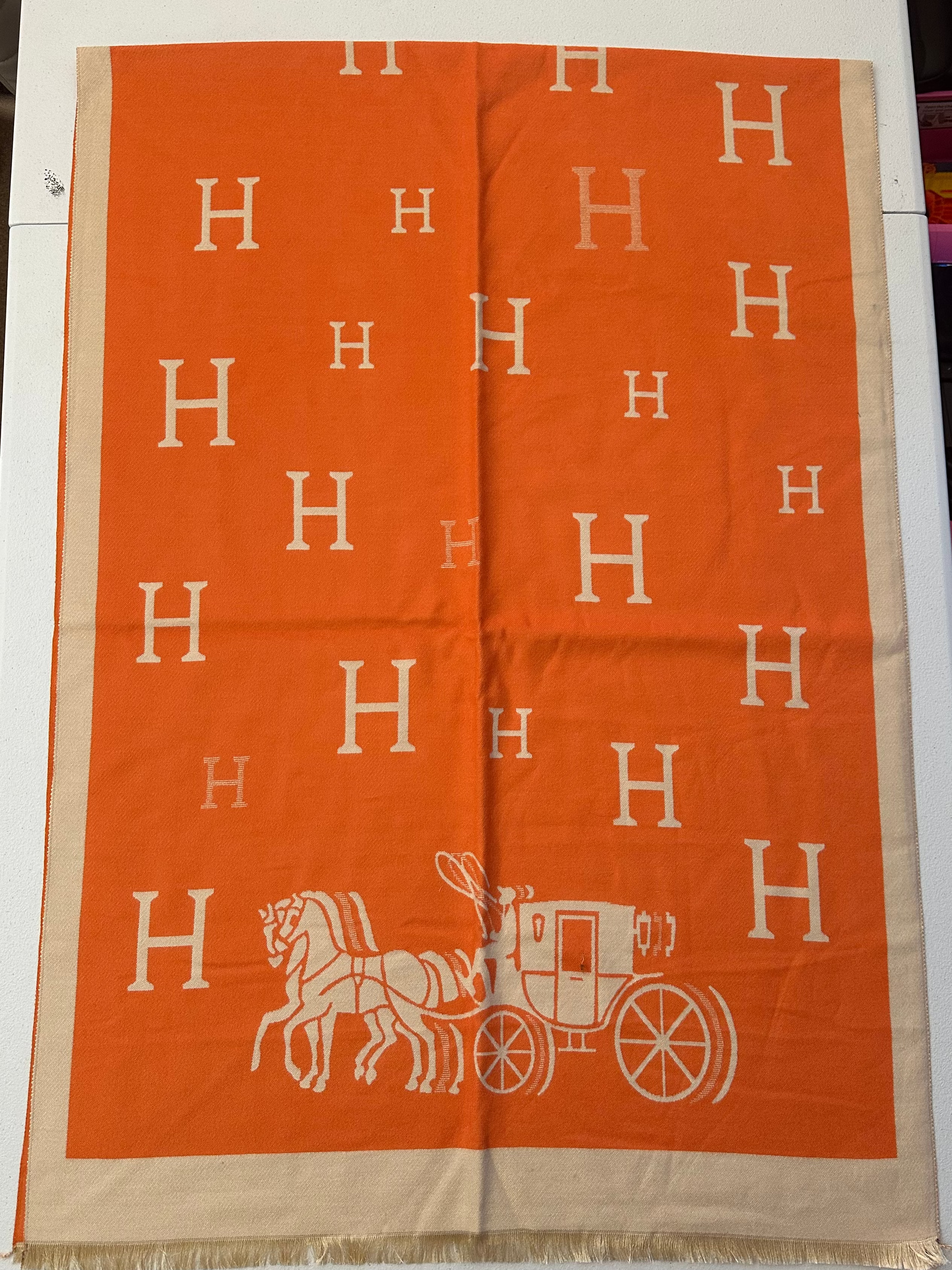 (21) Orange Horse Carriage Scarf
