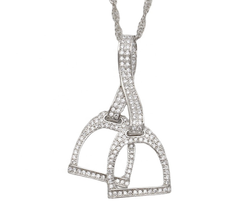 925 Sterling Silver Stirrup Necklace