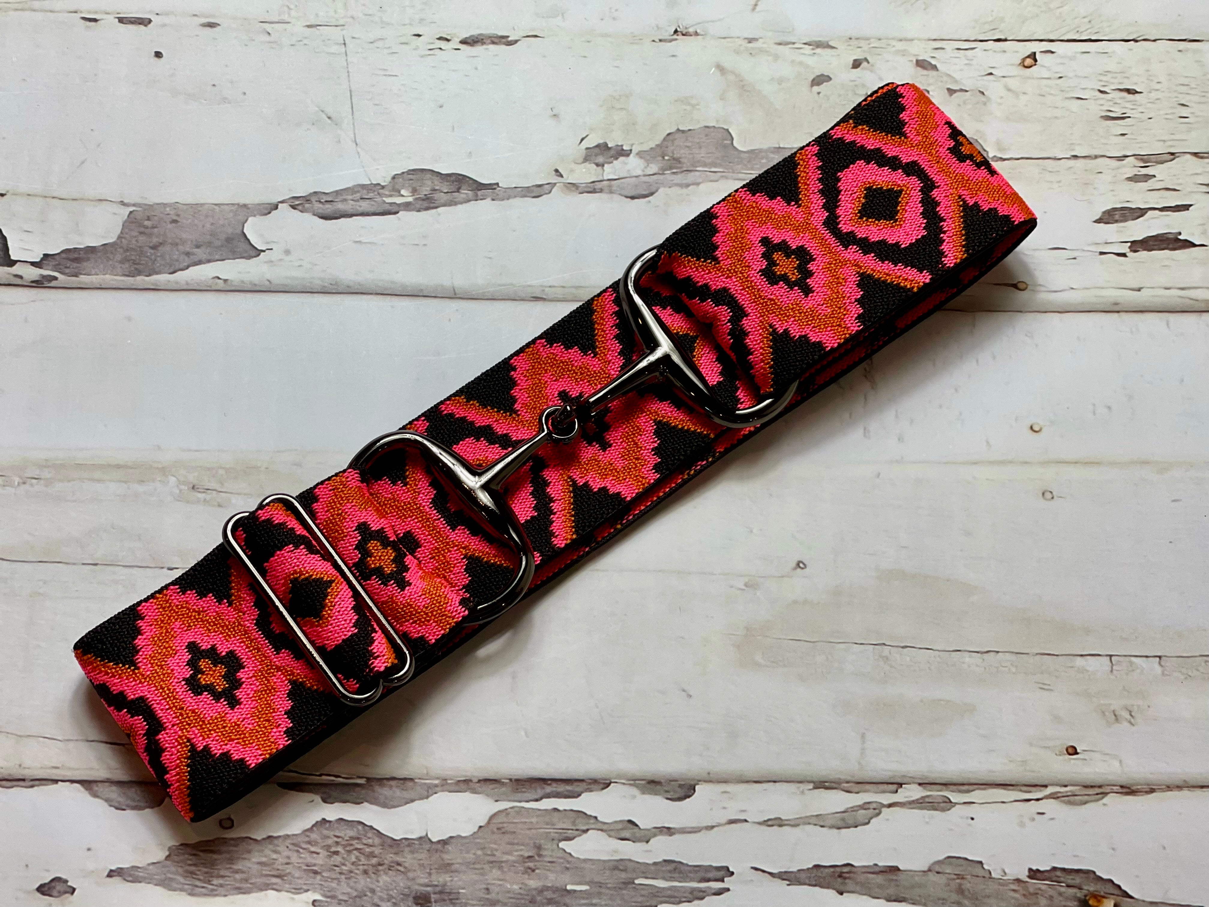 Snaffle Belt - Pink Aztec