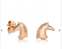 Load image into Gallery viewer, Rose Gold Horse Head Earrings
