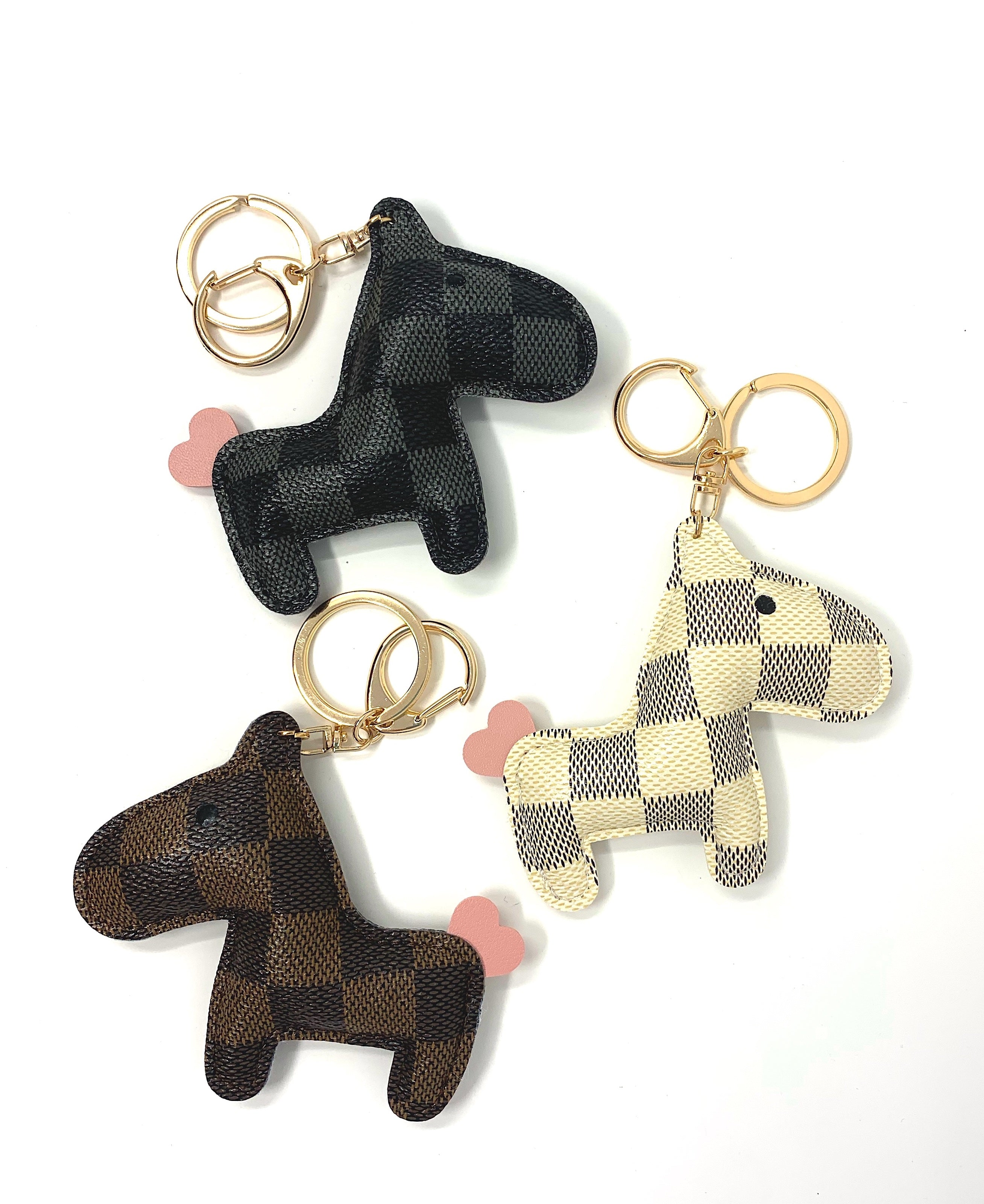 Leather Horse Key Chain - Brown